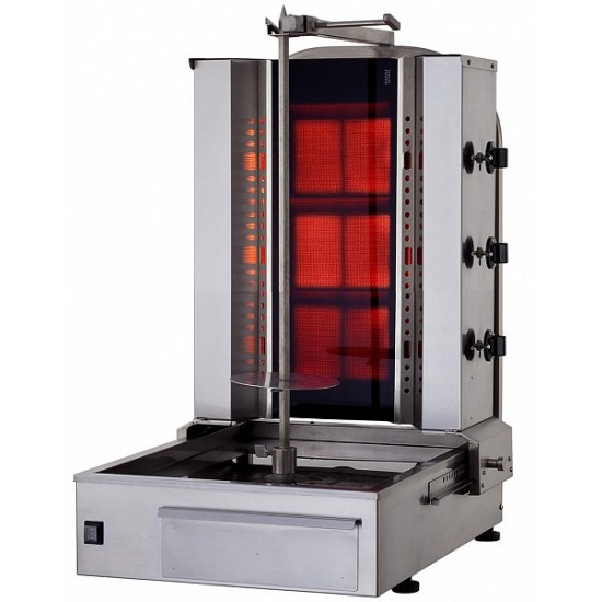 DONER GRILL WITH GLASS AND BOTTOM MOTOR, GAS