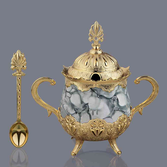ROUND SUGAR BOWL WITH PATTERNED PORCELAIN