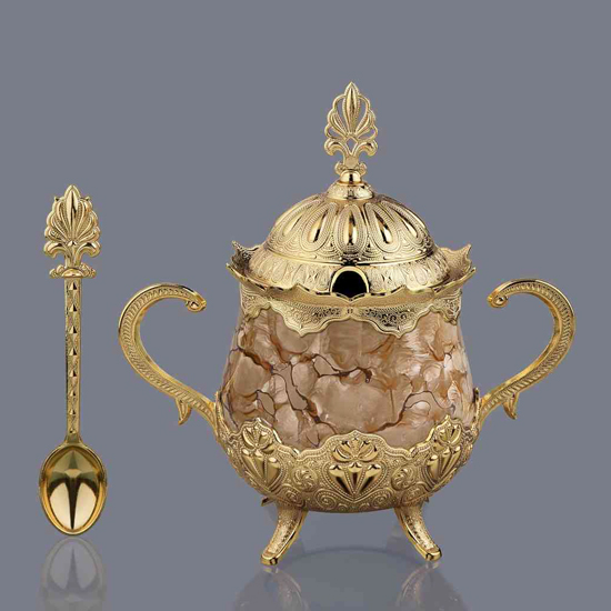 ROUND SUGAR BOWL WITH PATTERNED PORCELAIN