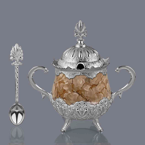 ROUND SUGAR BOWL WITH PATTERNED PORCELAIN