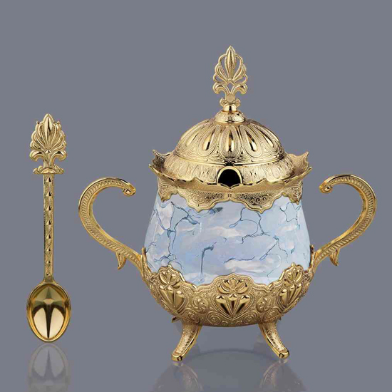 ROUND SUGAR BOWL WITH PATTERNED PORCELAIN