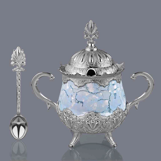 ROUND SUGAR BOWL WITH PATTERNED PORCELAIN