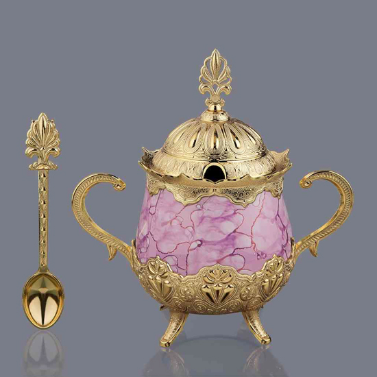 ROUND SUGAR BOWL WITH PATTERNED PORCELAIN