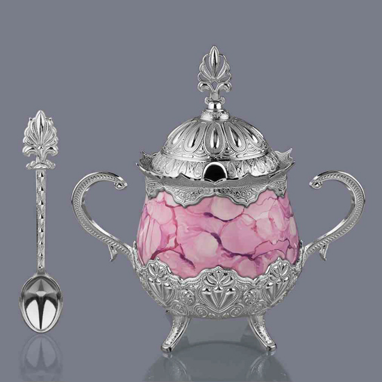 ROUND SUGAR BOWL WITH PATTERNED PORCELAIN