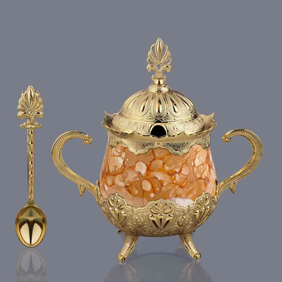 ROUND SUGAR BOWL WITH PATTERNED PORCELAIN