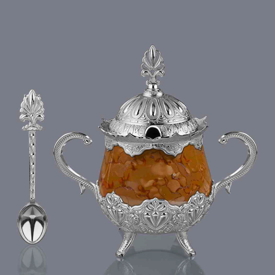 ROUND SUGAR BOWL WITH PATTERNED PORCELAIN