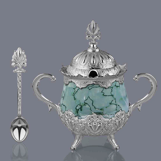 ROUND SUGAR BOWL WITH PATTERNED PORCELAIN
